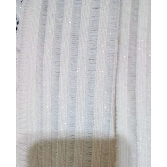 Susan Graver Cardigan Open Front Sweater White‎ w/ Silver Metallic Sparkle Large - Picture 3 of 6